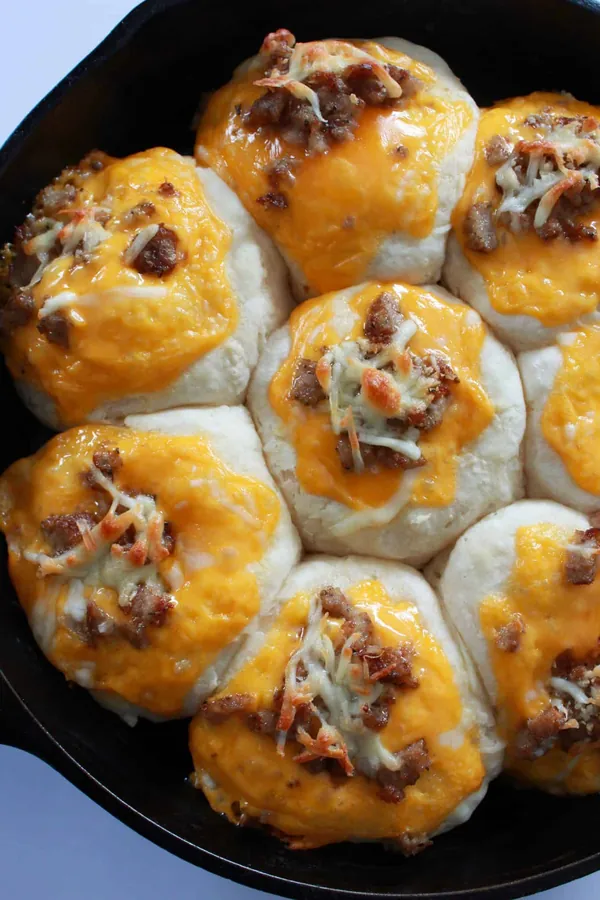 Skillet Sausage & Cheese Biscuits