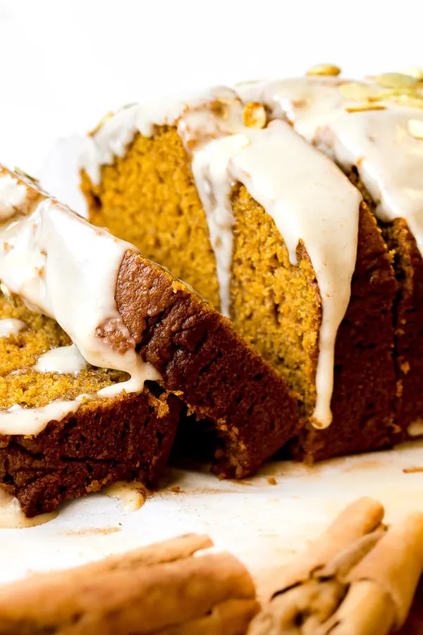 Sour Cream Pumpkin Bread with Maple Brown Butter Glaze