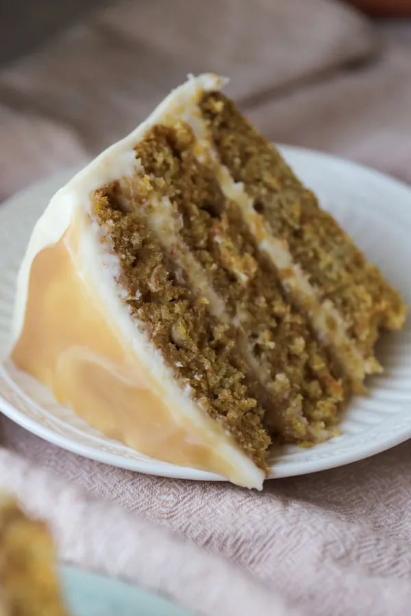 Sourdough Carrot Cake with Homemade Caramel Sauce