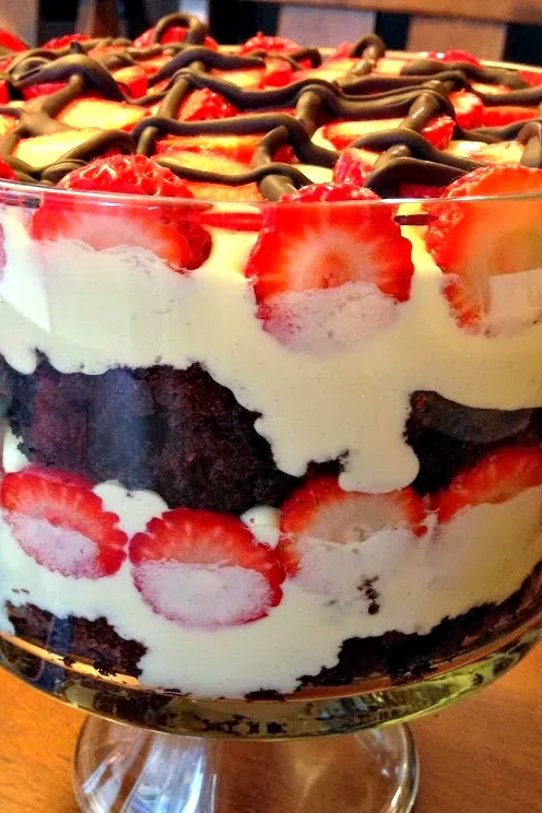 Strawberry Chocolate Brownie Trifle