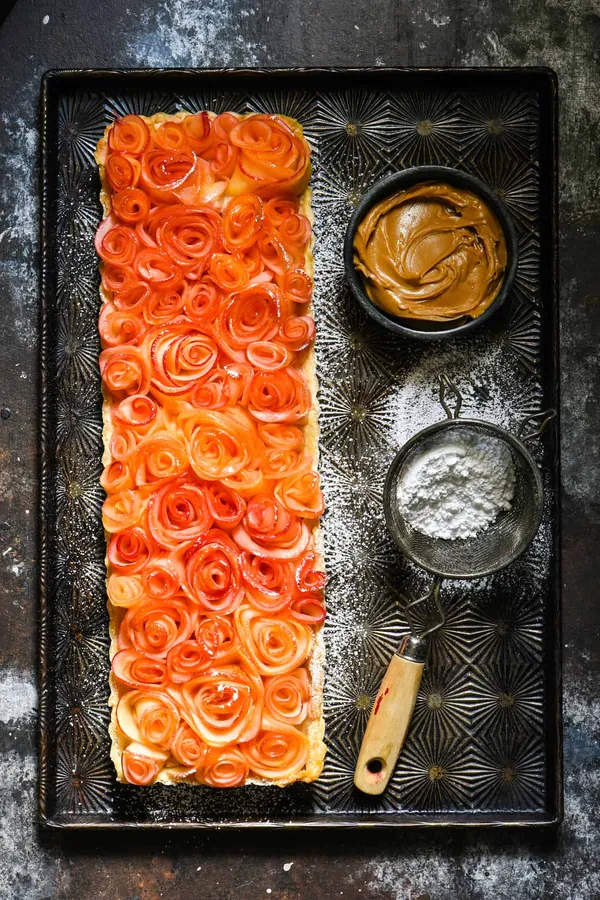 Apple Rose Tart with Peanut Butter Custard