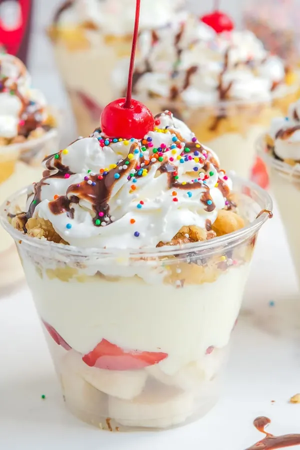 Banana Split Pudding Cups