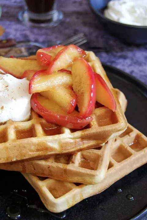 Buttermilk Cinnamon Waffles with Vanilla Apples