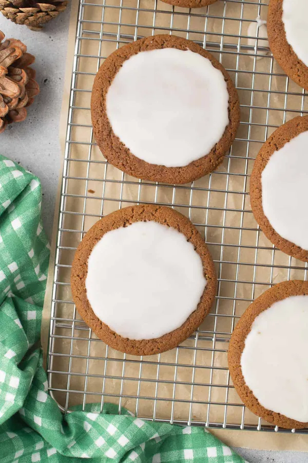 Chewy Iced Molasses Cookies