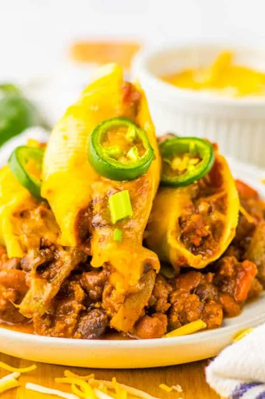 Chili Cheese Stuffed Shells
