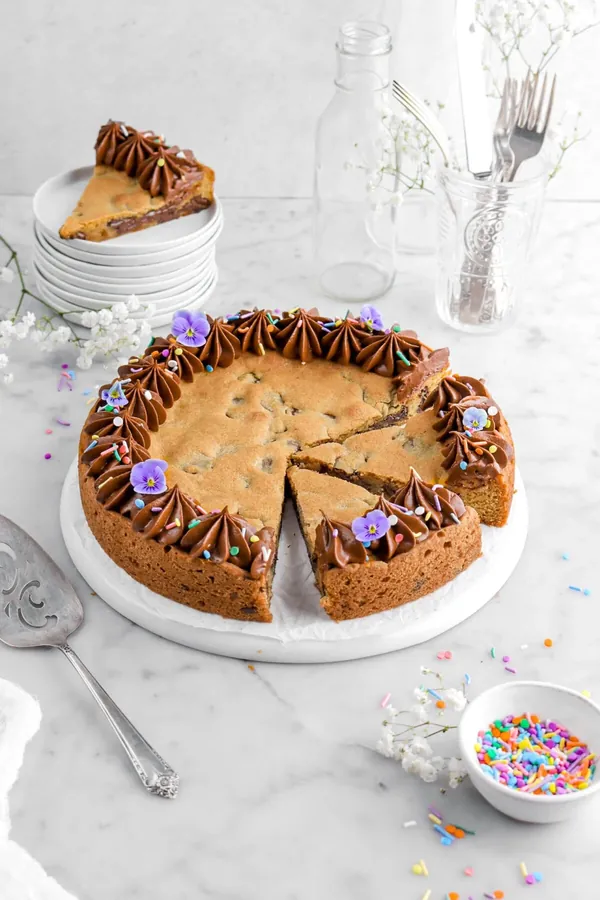Chocolate Chip Cookie Cake with Chocolate Buttercream Frosting