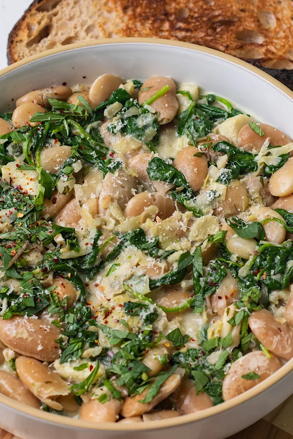Creamy Spinach Artichoke Butter Beans