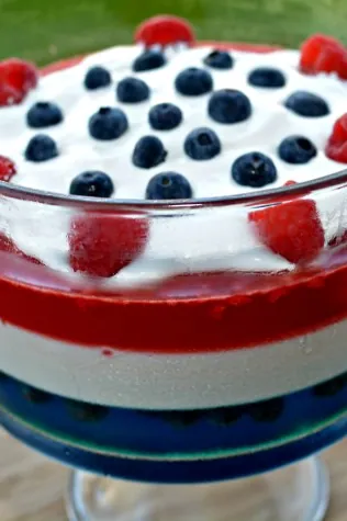 Red, White, and Blue Jell-O Trifle