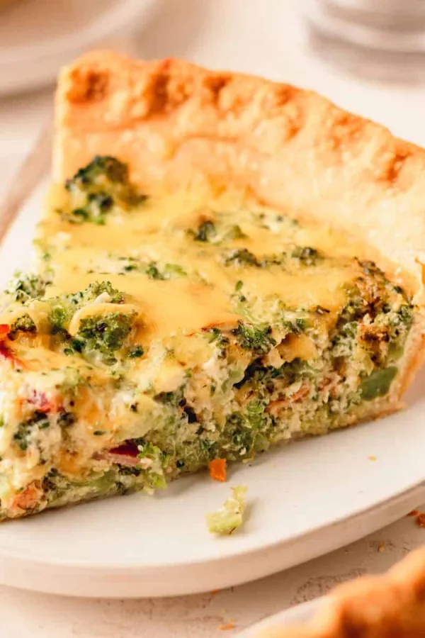 Roasted Broccoli, Cheddar and Bacon Quiche