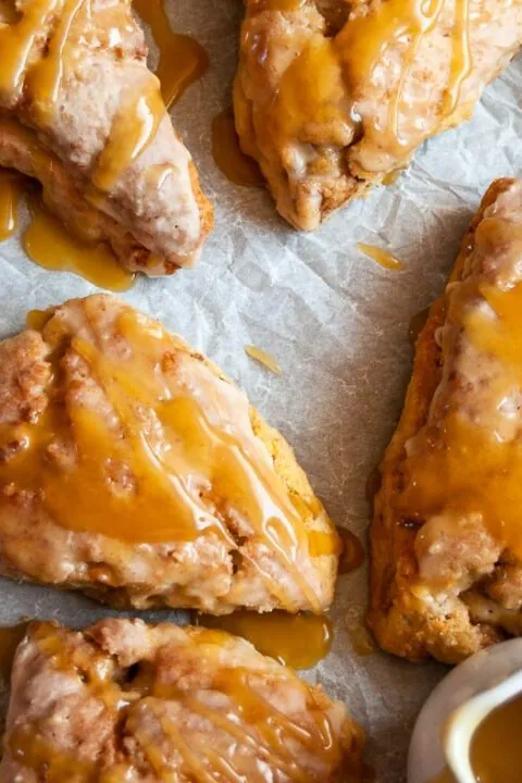 Salted caramel apple cinnamon scones