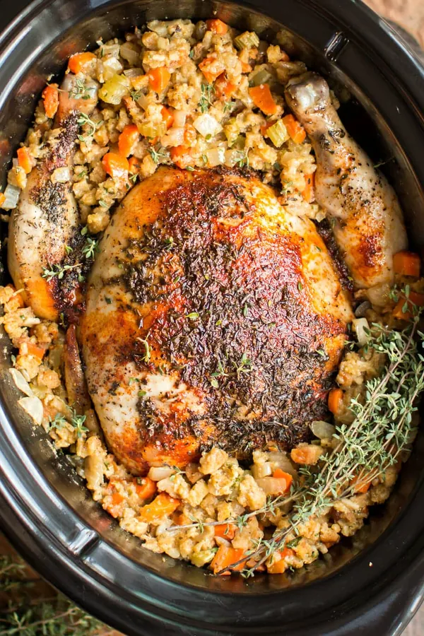 Slow Cooker Whole Chicken with Stuffing