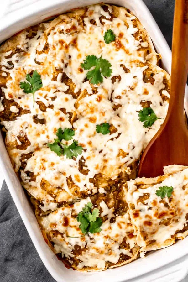 Tomatillo Chicken Enchilada Casserole