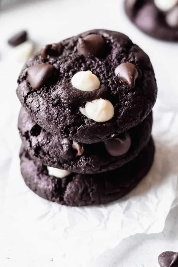Triple Dark Chocolate Chip Cookies