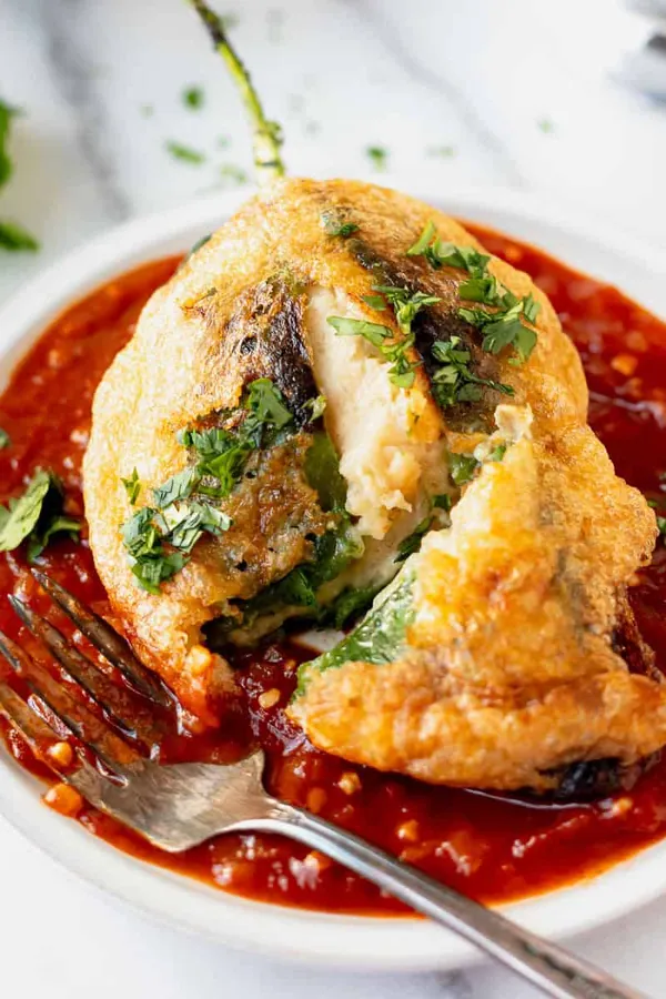 Vegetarian Chile Rellenos (with potatoes and cheese)