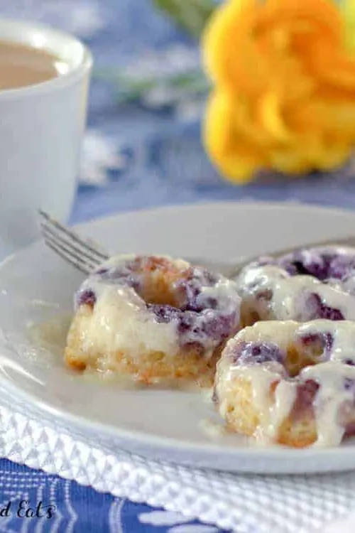 Warm Lemon Blueberry Donuts with Cream Cheese Glaze