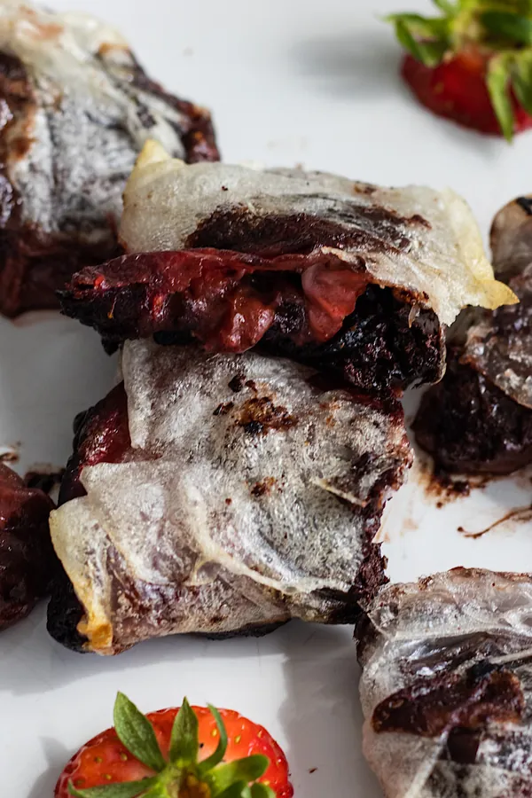 Air Fried Chocolate Strawberry Rice Paper Dumplings