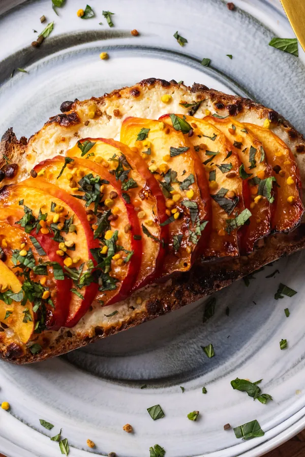 Air Fryer Peach Cottage Cheese Toast