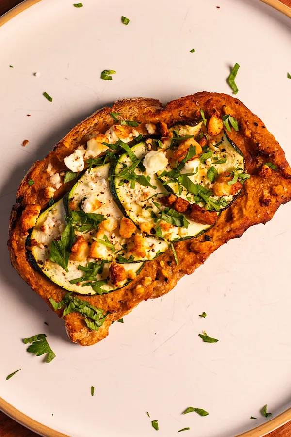 Air Fryer Zucchini Hummus Toast