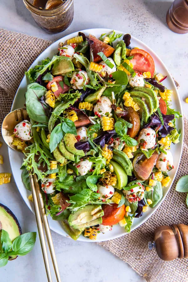 Avocado Corn Caprese Salad