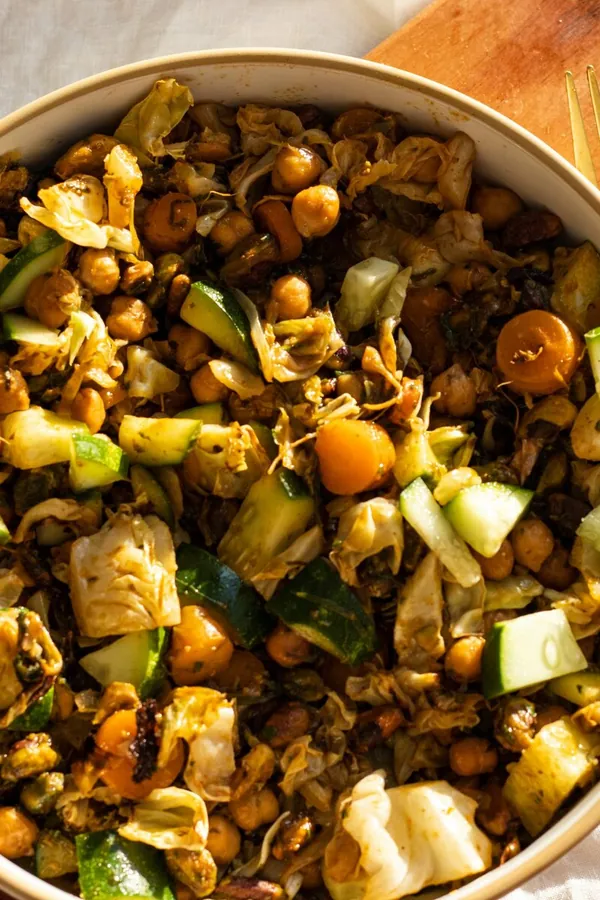 Baked Cabbage, Carrot and Chickpea Salad (vegan)