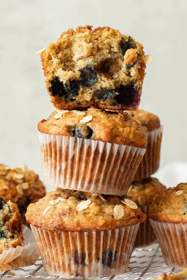 Banana Blueberry Oatmeal Muffins