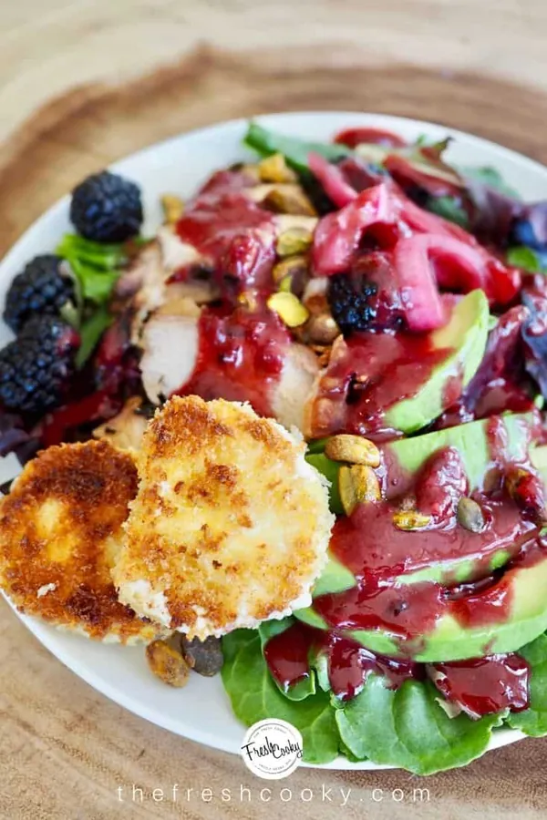 Blackberry Grilled Chicken Salad with Fried Goat Cheese
