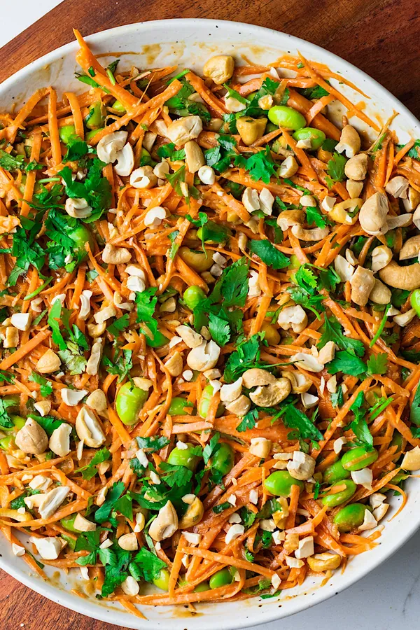 Carrot Edamame Salad with Creamy Sesame Dressing