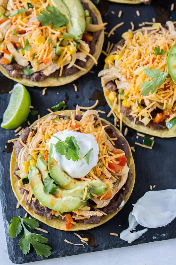 Chicken and Veggie Baked Tostadas