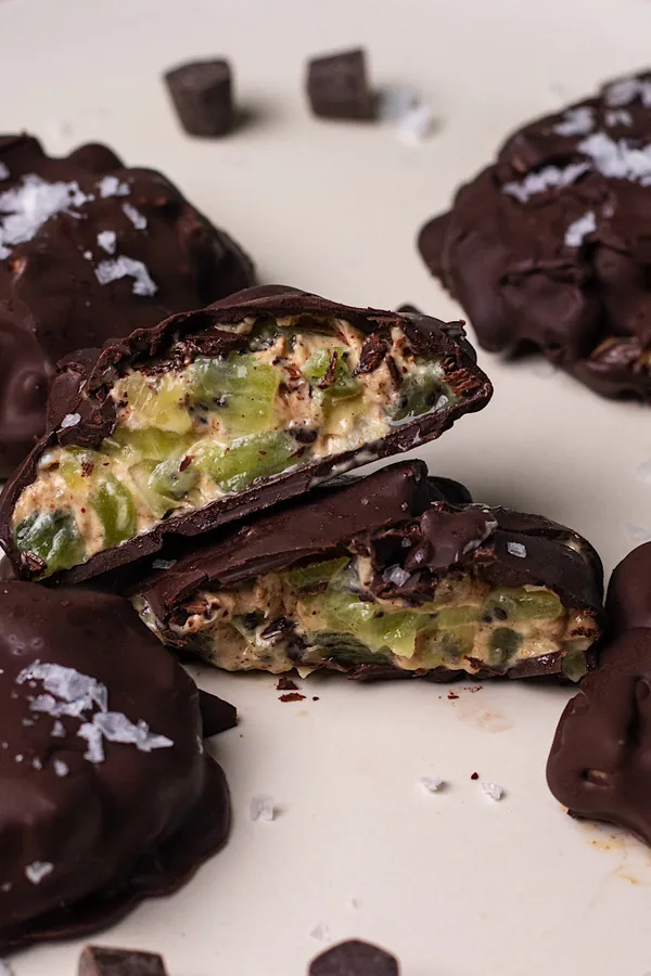 Chocolate Covered Kiwi Yogurt Clusters