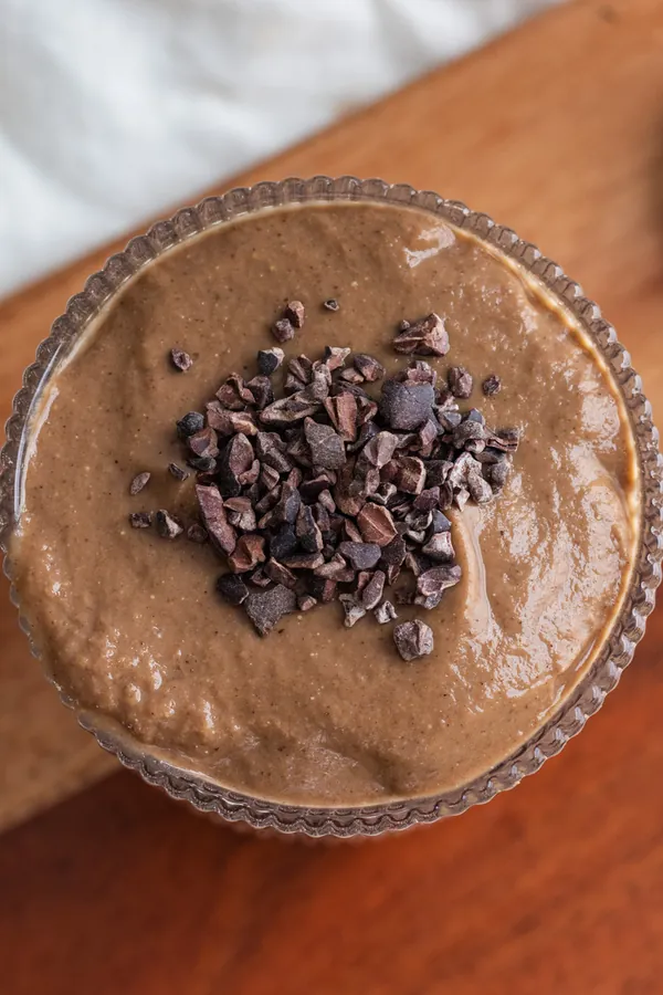 Chocolate pumpkin protein smoothie with cauliflower and avocado