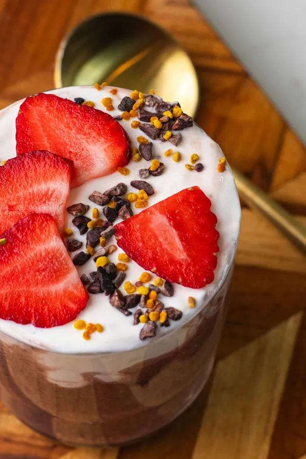 Chocolate Strawberry Chia Pudding (high protein)
