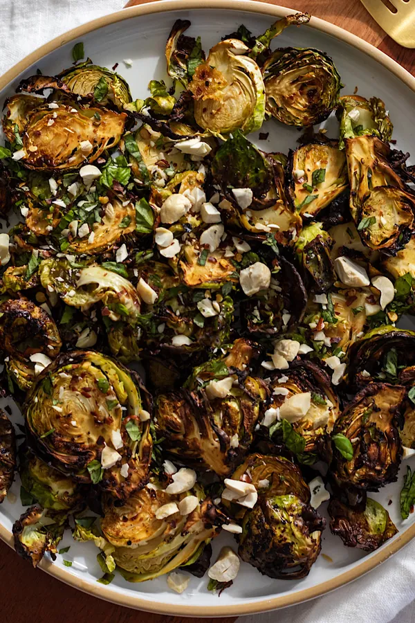 Crispy Air Fried Balsamic Soy Brussels Sprouts