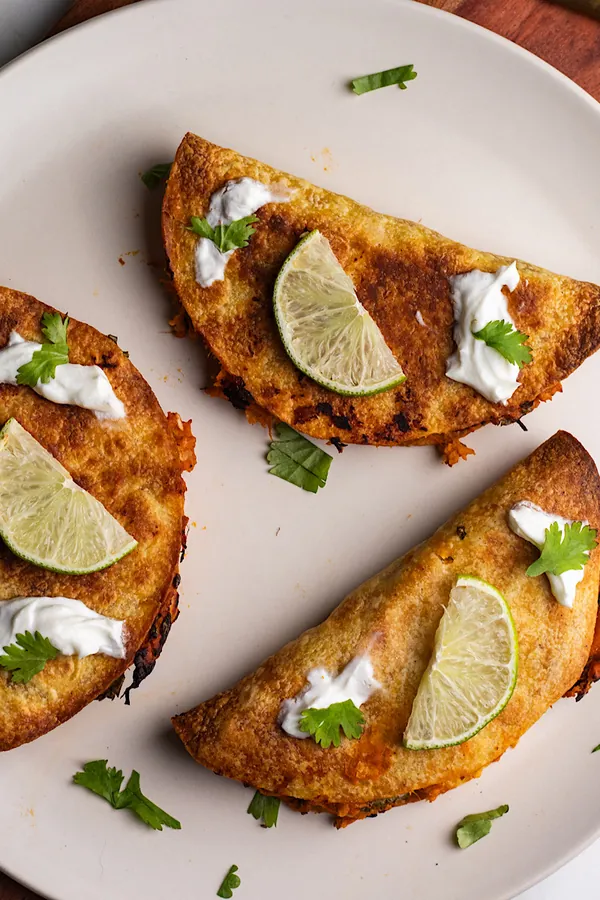 Crispy Baked Buffalo Chickpea and Sweet Potato Tacos