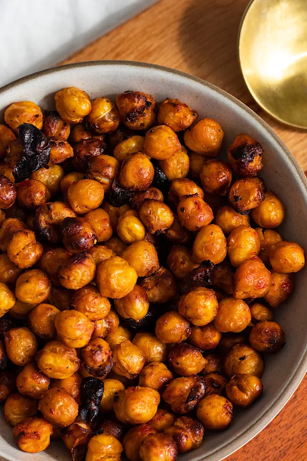 Crispy garlic roasted or air fried chickpeas
