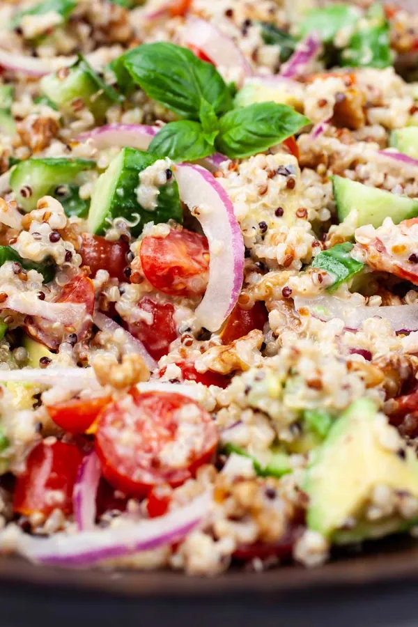 Cucumber Avocado Quinoa Salad With Creamy Lemon Dressing