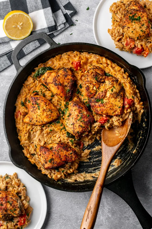 Dairy-Free Tuscan Chicken Skillet with Orzo