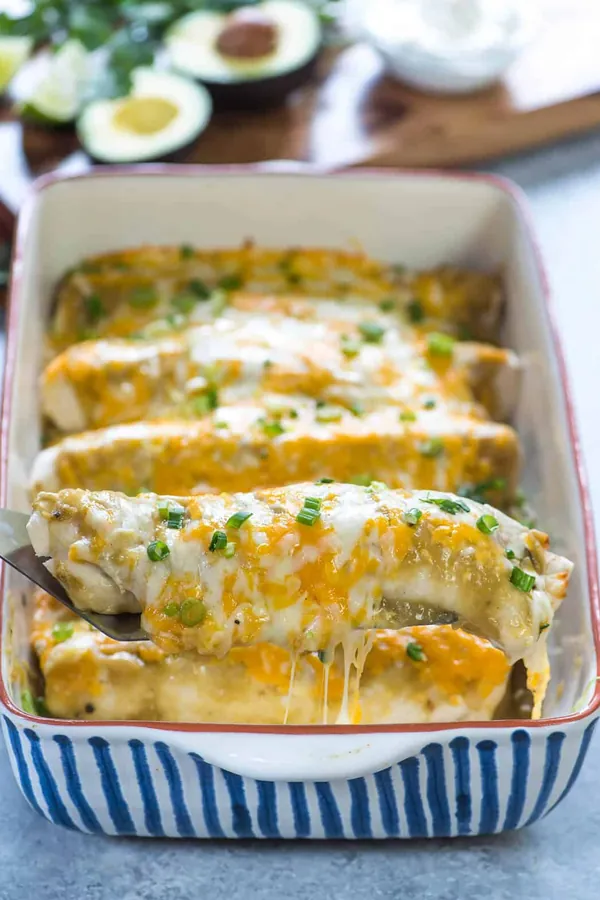 Green Chile Chicken Smothered Burritos