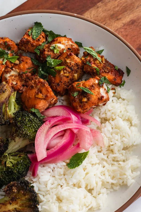 Harissa Salmon Bite Bowl with Broccoli