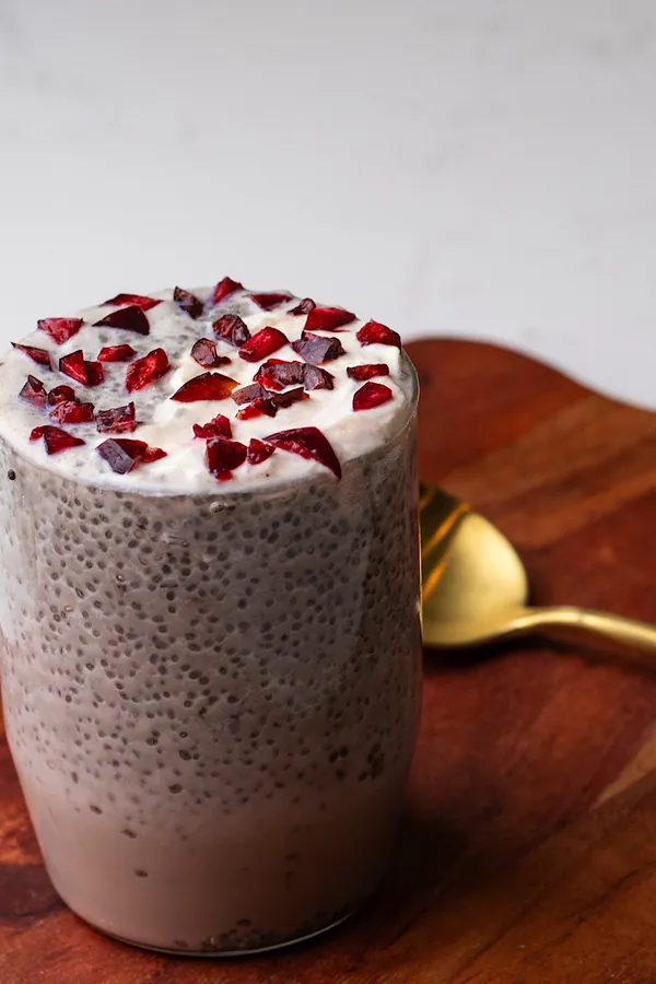 High protein cherry chia pudding