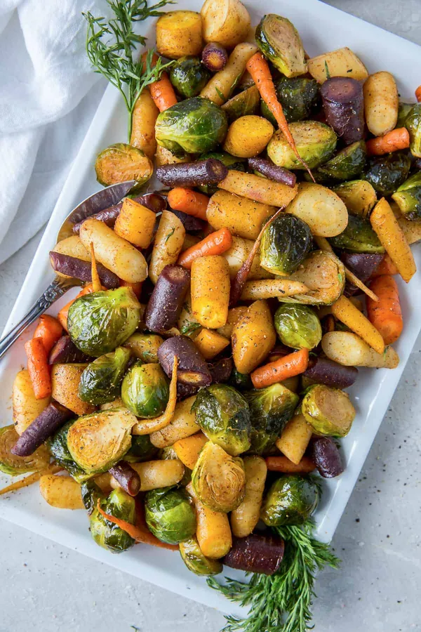 Honey Roasted Carrots and Brussels Sprouts