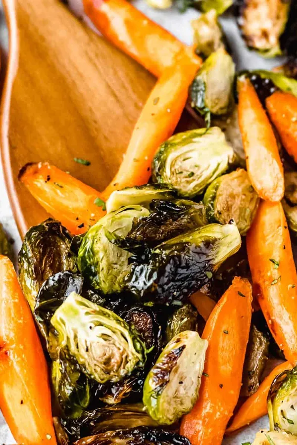 Maple Roasted Brussels Sprouts and Carrots
