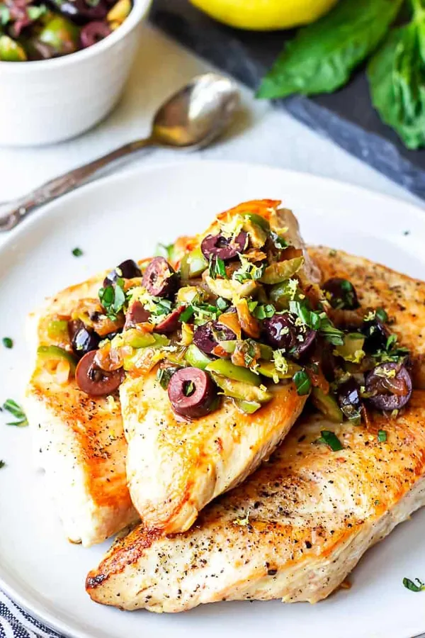 Mediterranean Chicken with Lemon Olive Sauce