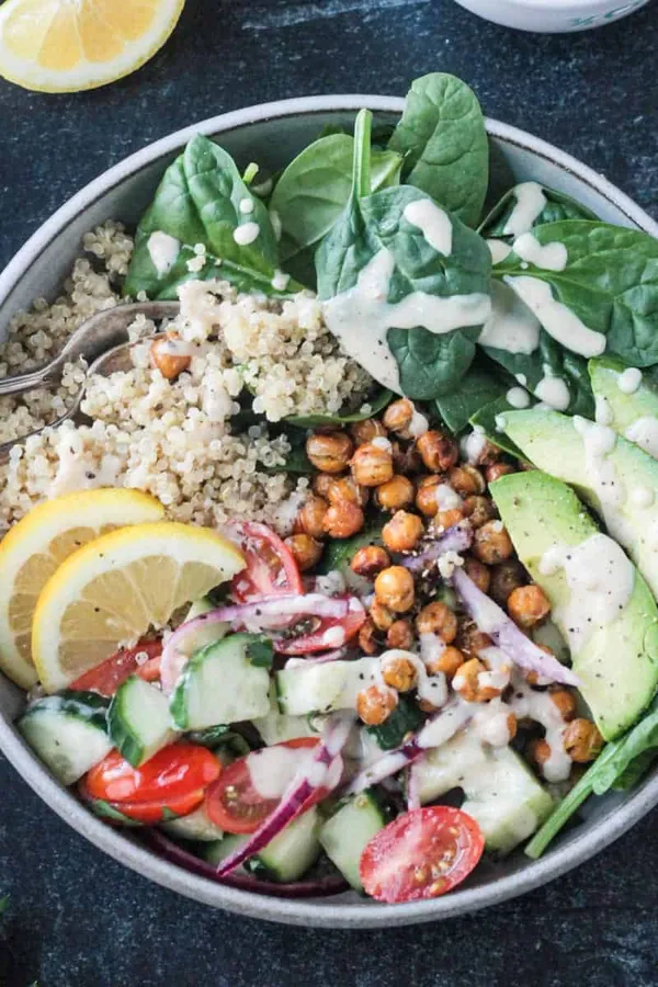 Mediterranean Grain Bowls with Roasted Chickpeas