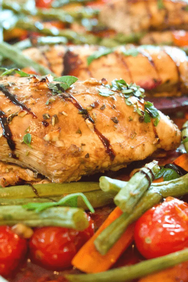 One Pan Balsamic Chicken Breasts and Veggies