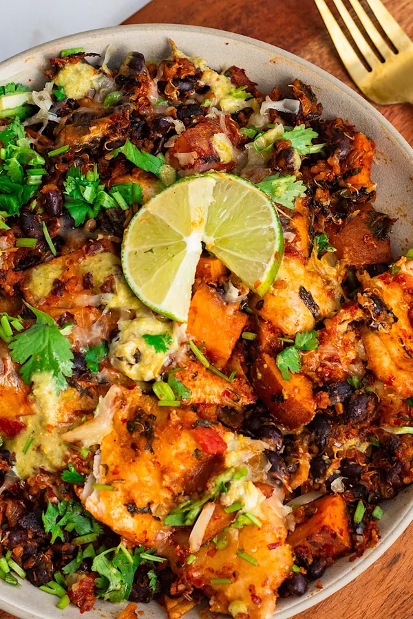 One Pan Sweet Potato Black Bean Enchilada Skillet