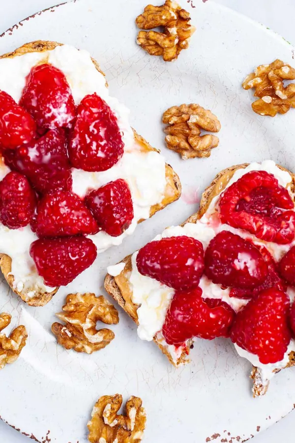 Peanut Butter Cottage Cheese Toast With Fresh Berries