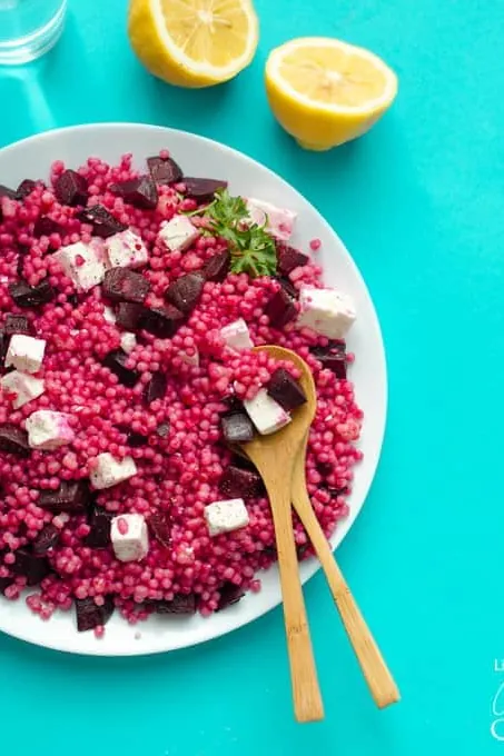 Pearl Couscous Salad with Feta and Beet