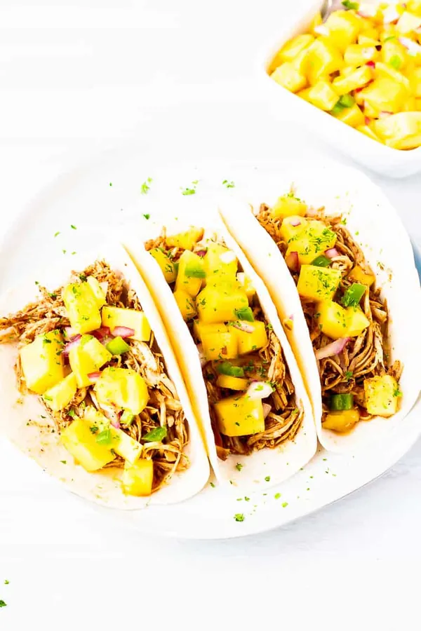 Pulled Chicken Tacos with Mango Salsa