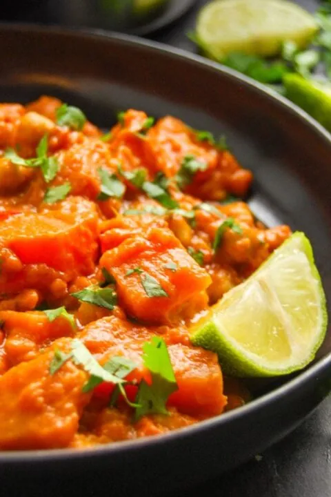 Pumpkin and sweet potato curry with chickpeas