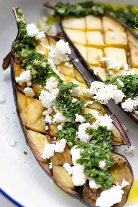 Roasted Eggplant with Herby Mint Sauce